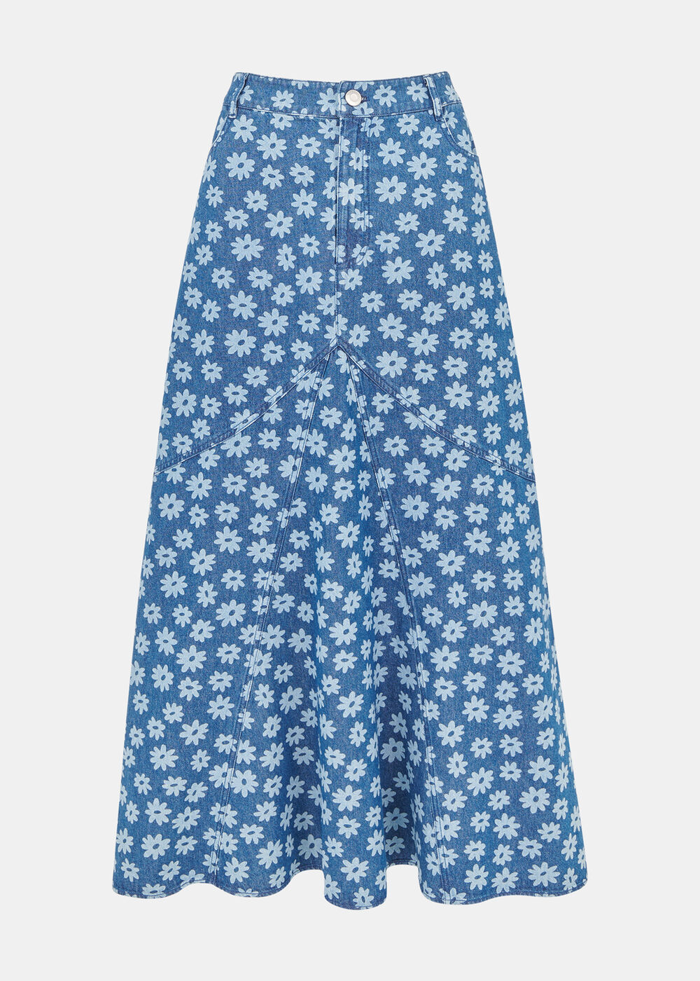 Graphic Daisy Denim Maxi Skirt